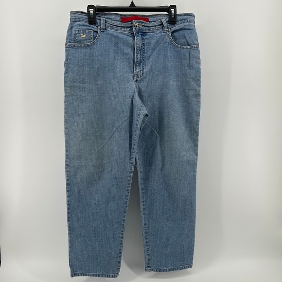 Gloria Vanderbilt Denim - Gloria Vanderbilt Jeans Straight 14‎ Short Blue Medium Wash Denim High Rise Y2K